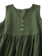 V-Neck Button Detail Sleeveless Midi Dress OutfitFlow